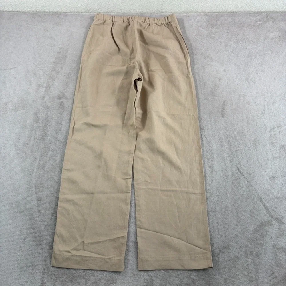 BANANA REPUBLIC Arcata Tencel-Linen Easy Wide Leg Pants in Beige Women Medium